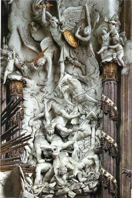 Карл Георг Мервилль Падшие ангелы, 1781 Гипсовый барельеф на стене хора церкви св. Михаила, Вена